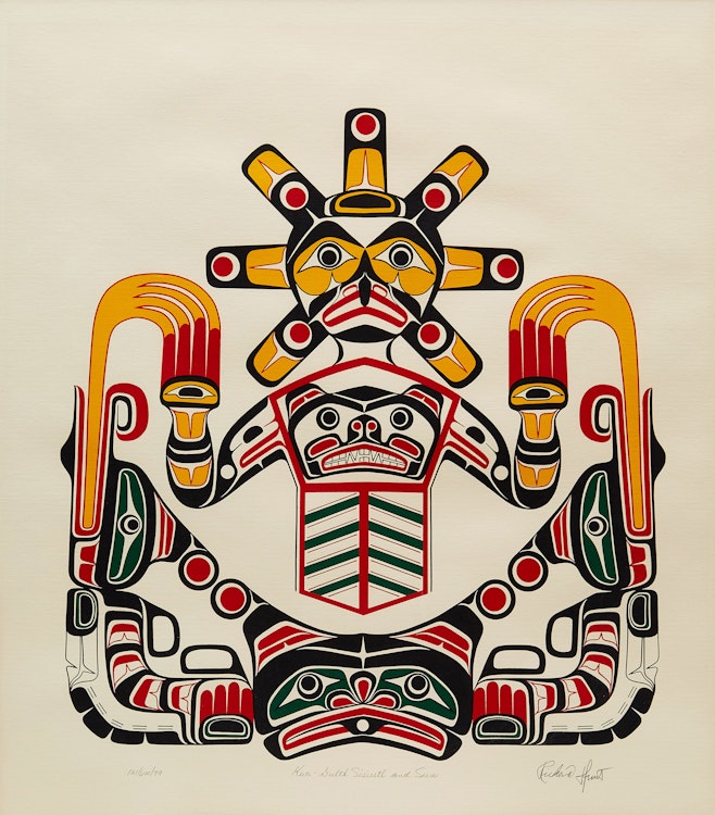 Artwork by Richard Hunt,  Kwu-Gulch Sisiutl and Sun