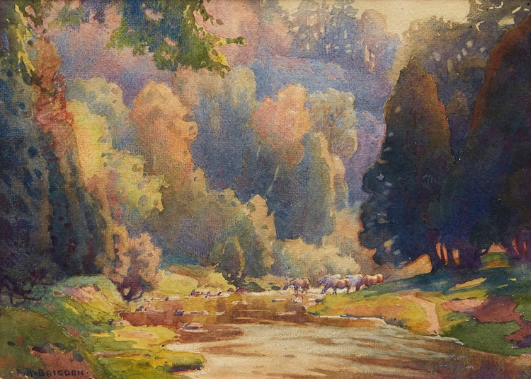 Artwork by Frederick Henry Brigden, Horses Watering, Don Valley