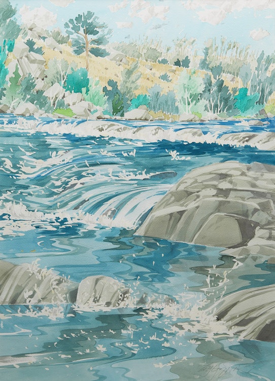 Artwork by Edward W. (Ted) Godwin,  Step Pools Near Lundbreck