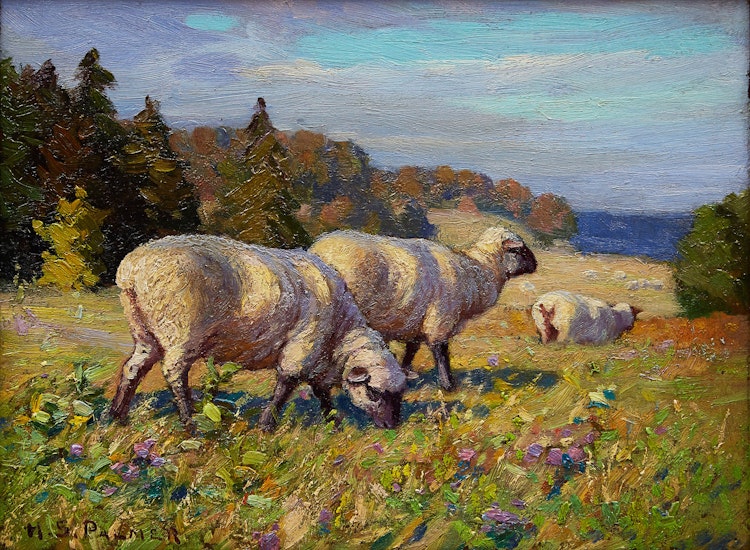 Artwork by Herbert Sidney Palmer, Sheep Grazing in Pasture