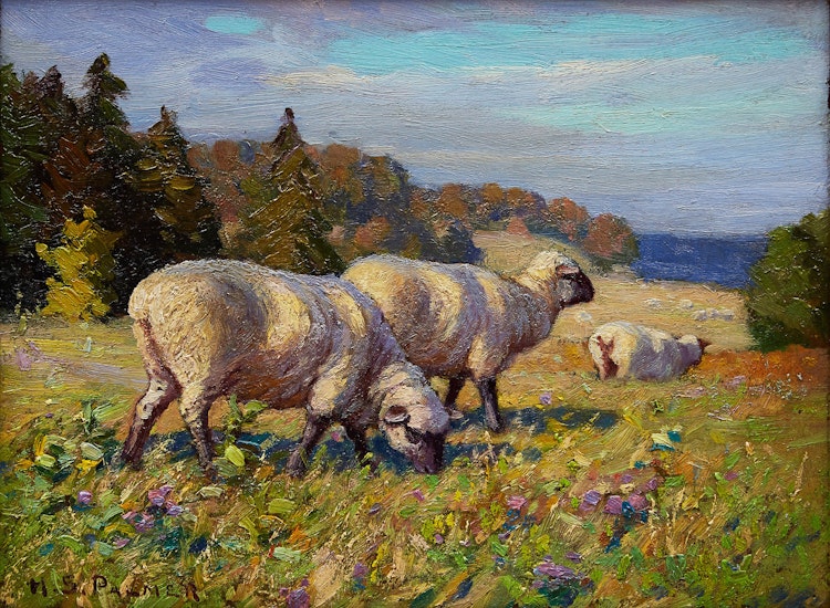 Artwork by Herbert Sidney Palmer,  Sheep Grazing in Pasture