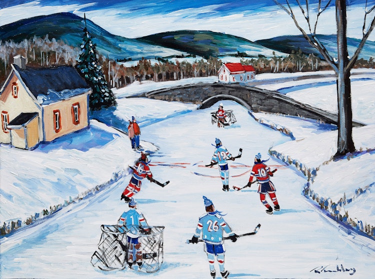 Artwork by Roland Tremblay, La “game” sur le lac