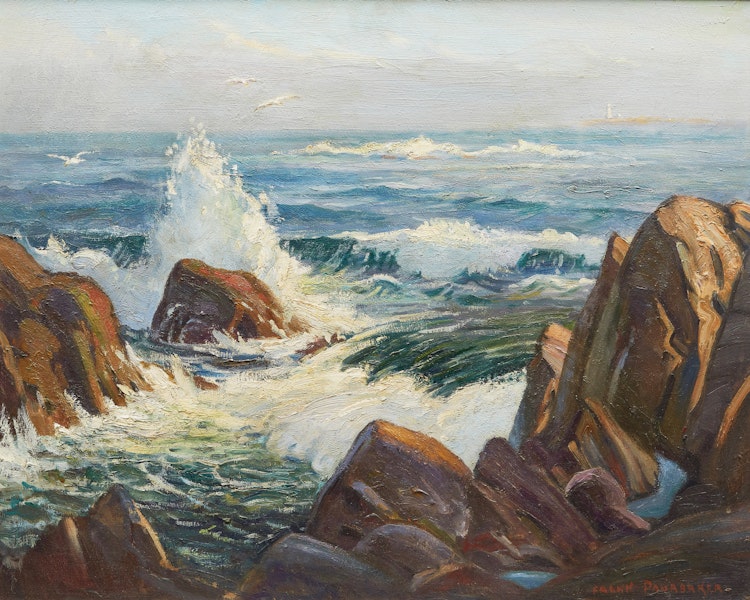 Artwork by Frank Shirley Panabaker, Light House at Peggy’s Cove
