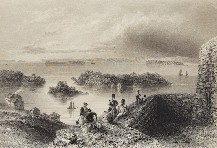 Artwork by William Henry Bartlett,  View from the Citadel at Kingston