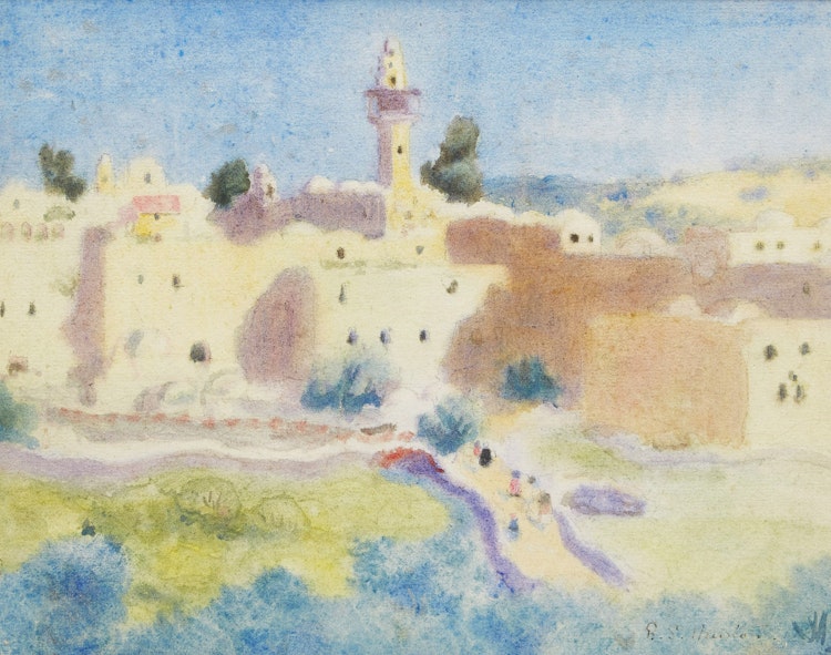 Artwork by Randolph Stanley Hewton,  Morocco; European Village