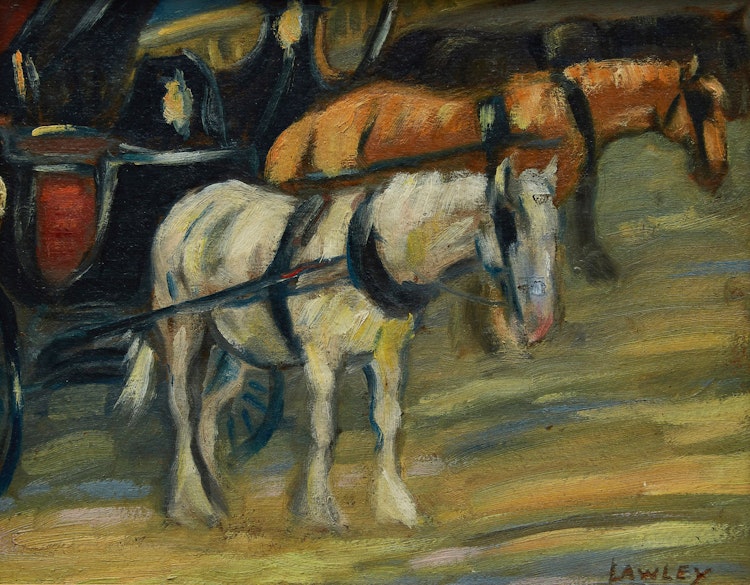 Artwork by John Douglas Lawley,  Horses and Carts