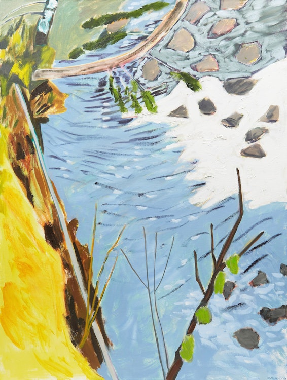 Artwork by Barbara Ballachey,  Creek with New Ice