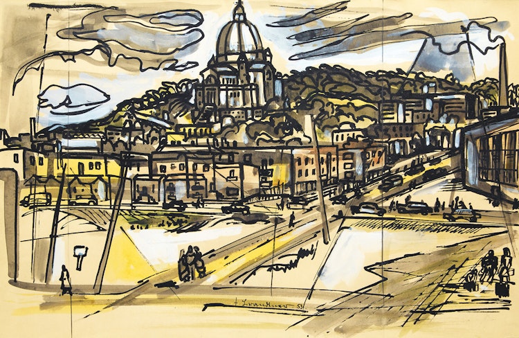 Artwork by Fritz Brandtner, View of the Oratory, Montreal