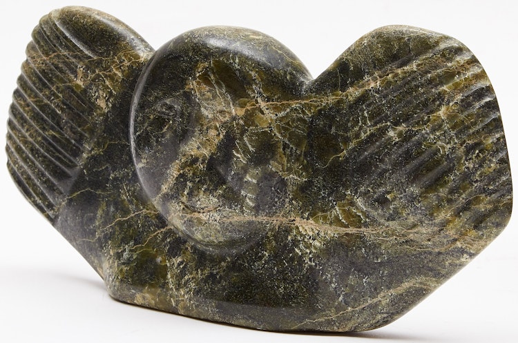Artwork by Unidentified Inuit Artist, Owl Transformation (Human Face with Wings)
