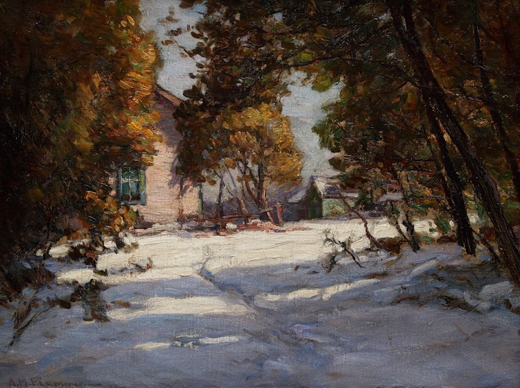 Artwork by Alexander Fleming,  Spruce and Winter Sunlight, Belfountain, Ontario