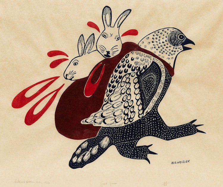 Artwork by Agnes Nanogak, Good Hunt