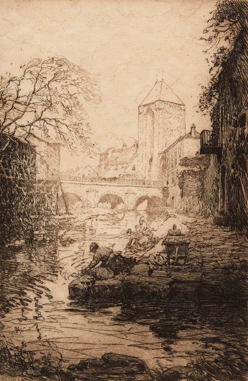 Artwork by Clarence Alphonse Gagnon, Porte de Bourgogne, Moret-sur-Loing