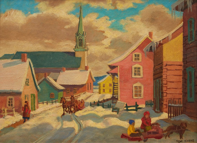 Artwork by Thomas Albert Stone, St. Urbaine, Church; St. Urbaine, Street