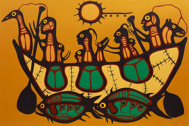 Artwork by Norval Morrisseau,  Migration/ The Great Flood