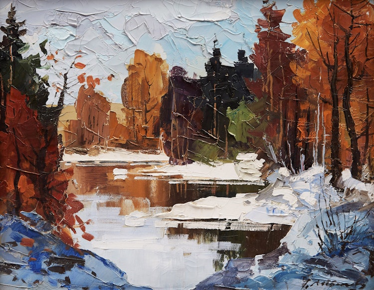 Artwork by Geza Gordon Marich, Stream in Winter