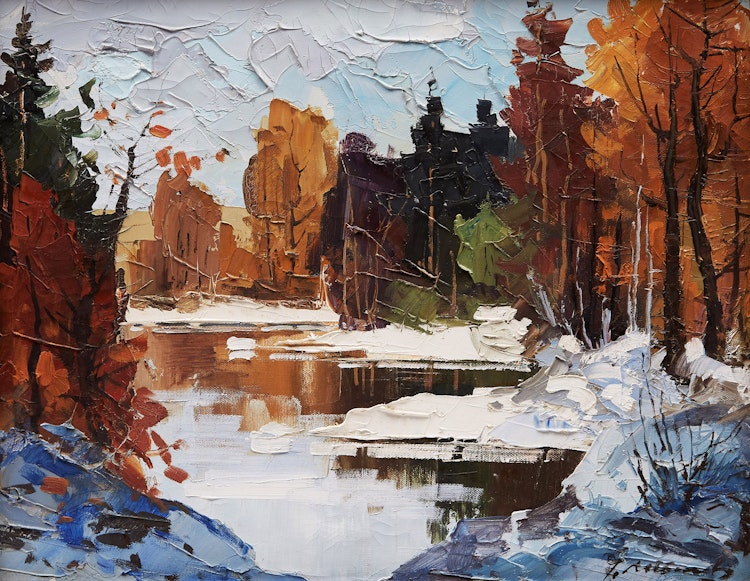 Artwork by Geza Gordon Marich,  Stream in Winter