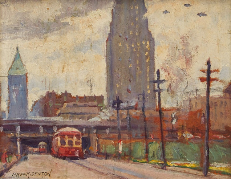 Artwork by Frank Denton,  View Looking North on York Street, Toronto