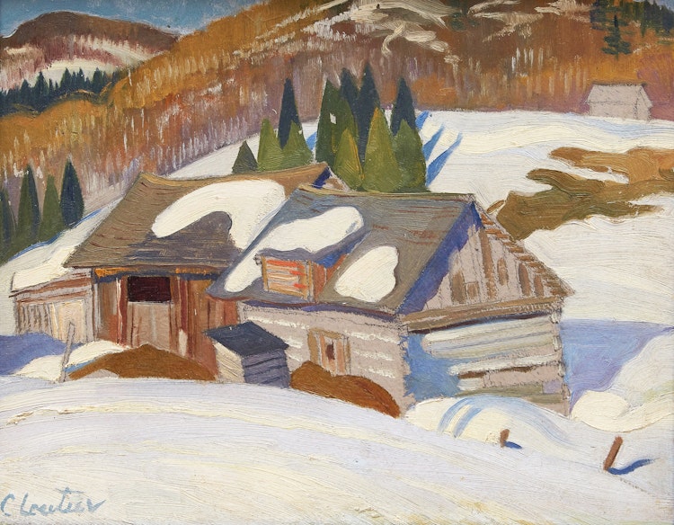 Artwork by Albert Edward Cloutier, Farm in Winter