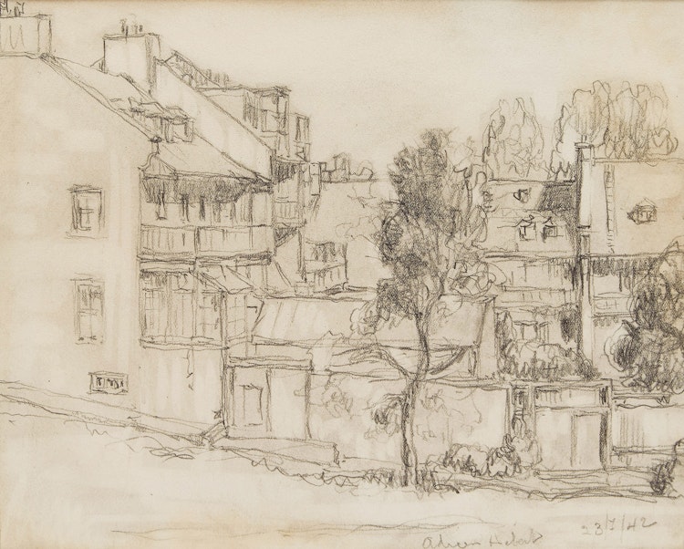 Artwork by Adrien Hebert, Village Scene