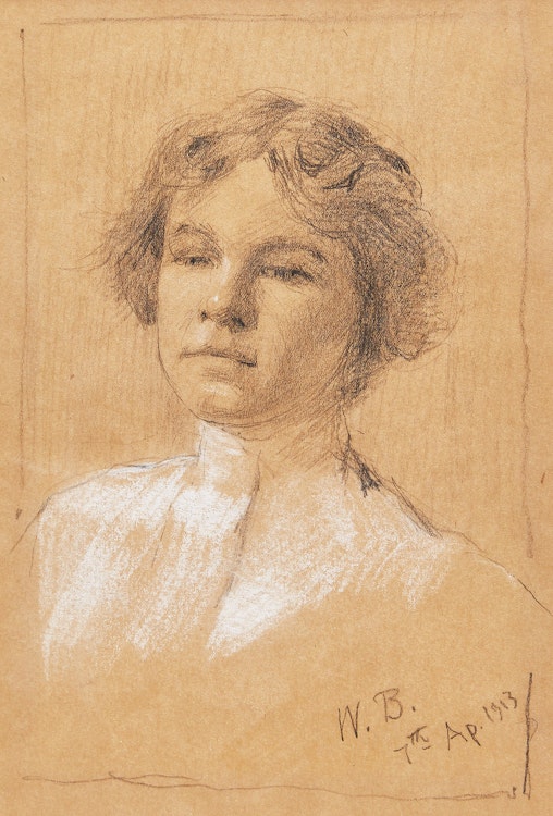 Artwork by William Brymner,  Tête de jeune fille