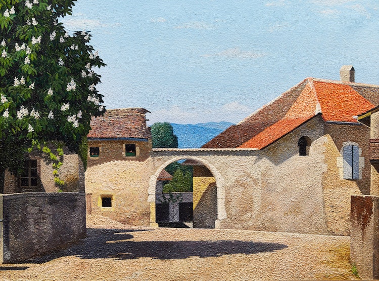 Artwork by Pierre Jaques, Place du Village d’Arlier
