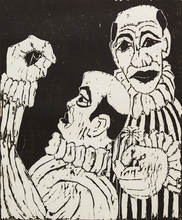 Artwork by John Harold Thomas Snow,  Two Clowns