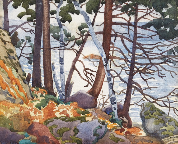 Artwork by Joseph Sidney Hallam, Shoreline Landscape
