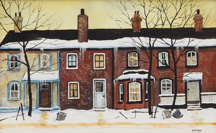 Artwork by John Kasyn,  Row of Old Houses, West End