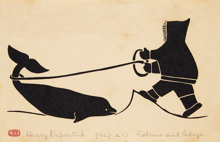 Artwork by Henry Napartuk, Eskimo and Beluga