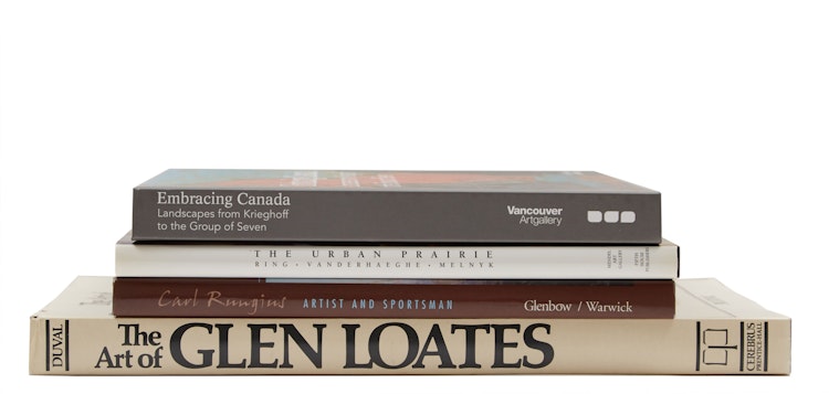 Artwork by Books and Reference, “Embracing Canada: Landscapes from Krieghoff to the Group of Seven”; “The Urban Prairie”; “Carl Rungius”; “The Art of Glen Loates”