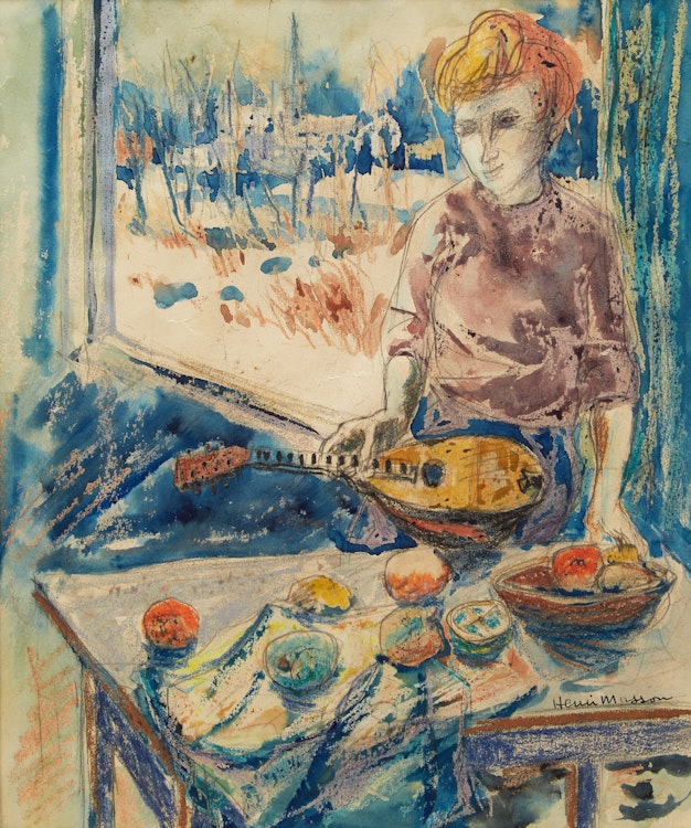 Artwork by Henri Leopold Masson, Woman with Mandolin