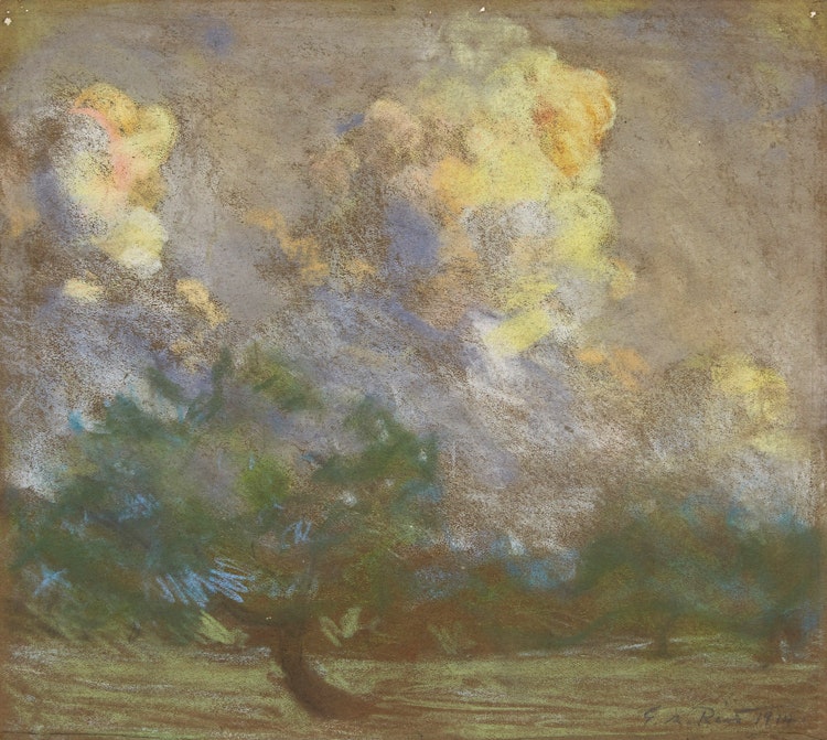 Artwork by George Agnew Reid, Landscape with Clouds