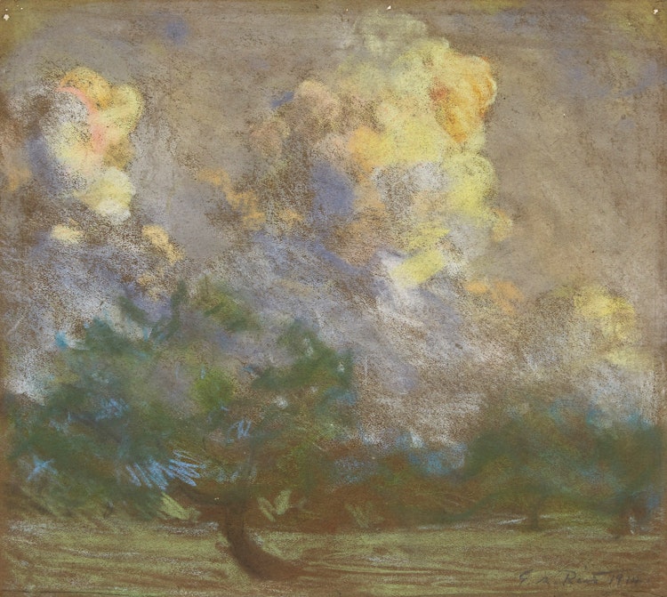 Artwork by George Agnew Reid,  Landscape with Clouds