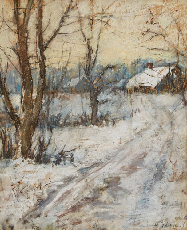 Artwork by Berthe Des Clayes, Country Farm in Winter