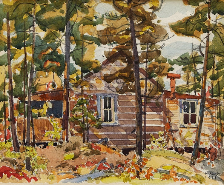 Artwork by Joseph Sidney Hallam,  Cottage in the Woods