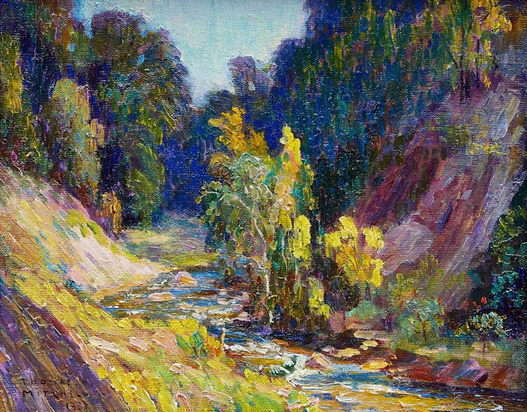 Artwork by Thomas Wilberforce Mitchell, A Caledon Trout Stream