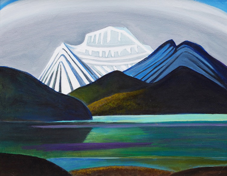 Artwork by Patrick M. Hickman, Mountains and Lake, After Lawren Harris