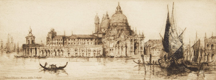 Artwork by James Alphege Brewer,  Venice - Santa Maria Della Saluta