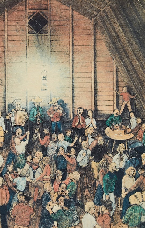 Artwork by William Kurelek, The Barn Dance