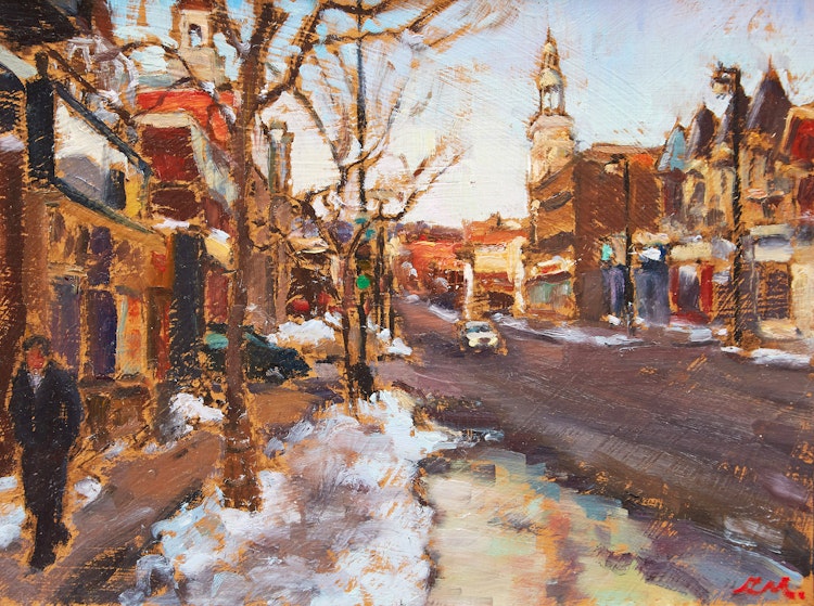 Artwork by Richard Montpetit,  Dimanche Matin, Rue Mont-Royal 