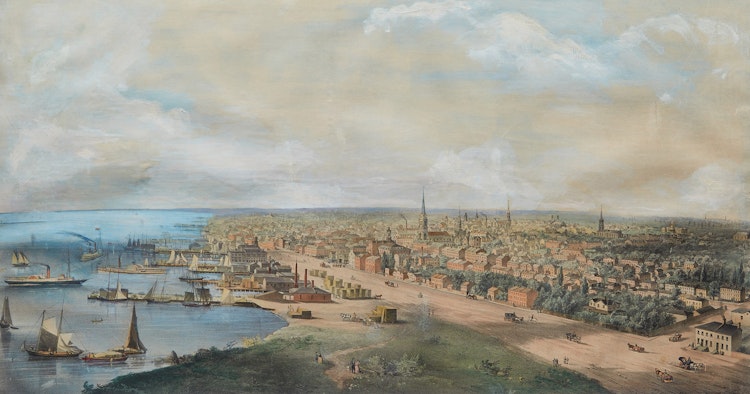 Artwork by Edwin Whitefield , Toronto, Canada West from the Top of the Jail, 1854