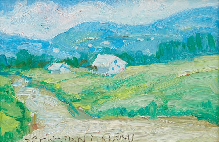 Artwork by Jean Constantineau, Rivière des trois pistoles; Port aux Persils, Bas St-Laurent