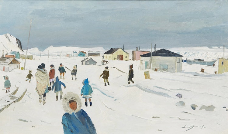 Artwork by George Lorne Holland Bouchard,  Ikaluit Village, Baffin Island, 1969 