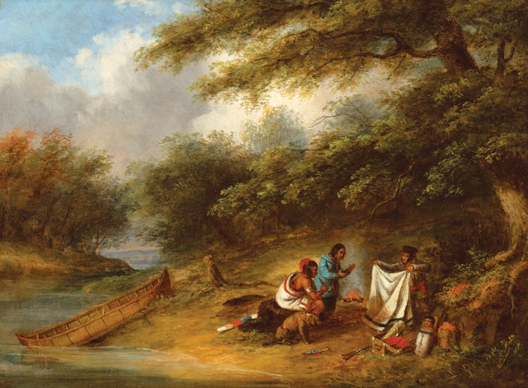 Artwork by Cornelius Krieghoff, Hudson Bay Trader (Early Trading with the Indians), circa 1845-47