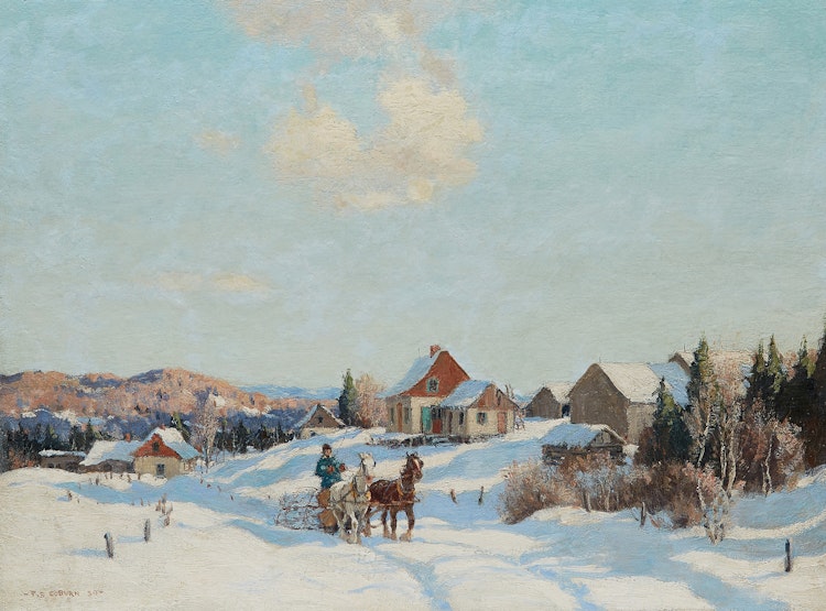 Artwork by Frederick Simpson Coburn,  Horse-Drawn Sleigh, Winter 