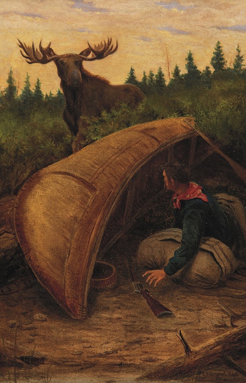 Artwork by Edward Scrope Shrapnel,  Moose and Hunter