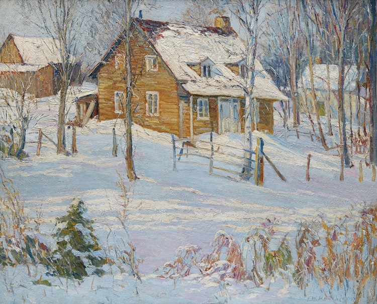 Artwork by Frederick William Hutchison,  Winter Scene, Hudson Heights, Quebec