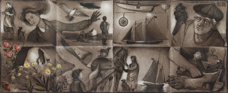 Artwork by David Lloyd Blackwood, Folded Studies