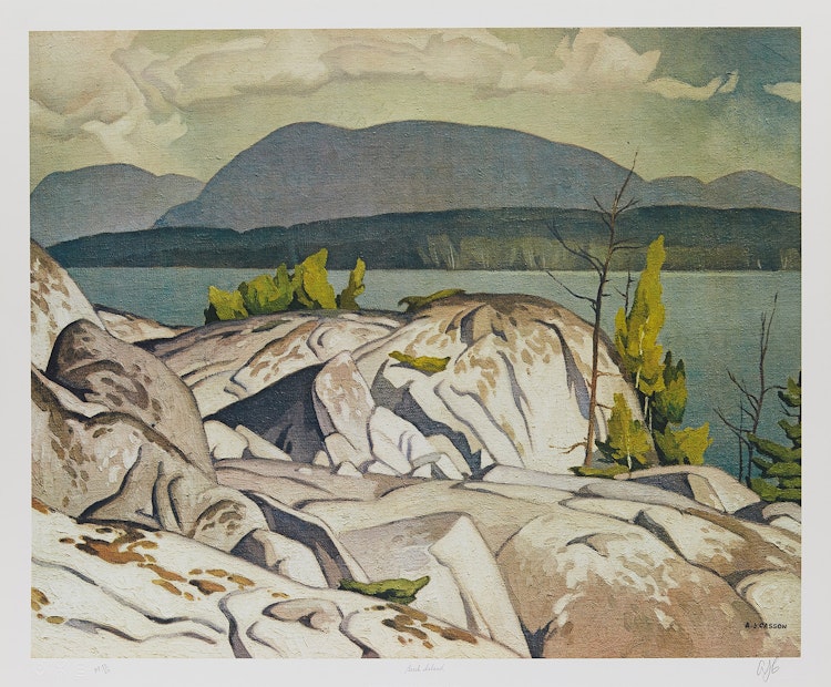 Artwork by Alfred Joseph Casson, Birch Island; Summer Storm; Grey October Morning