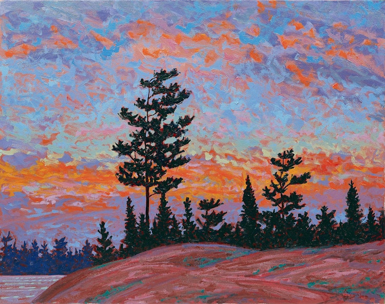 Artwork by Philip Sybal,  Killarney Pines at Sunset